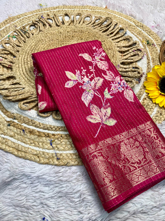 Candy Cotton Silk Saree with Jacquard Border & Running Blouse