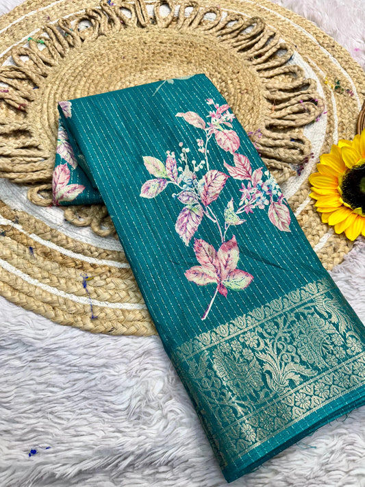 Candy Cotton Silk Saree with Jacquard Border & Running Blouse