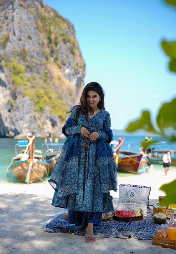 Bandej Design Anarkali Angrakha Dress with Tussles & Palazzo Pant - Cotton 60*60