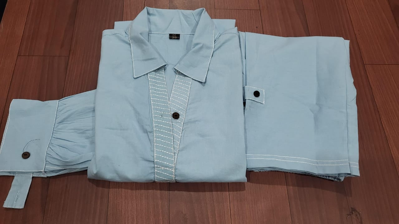 Cotton Flex Collar Co-Ord Set - Kurti Length 45 Inches