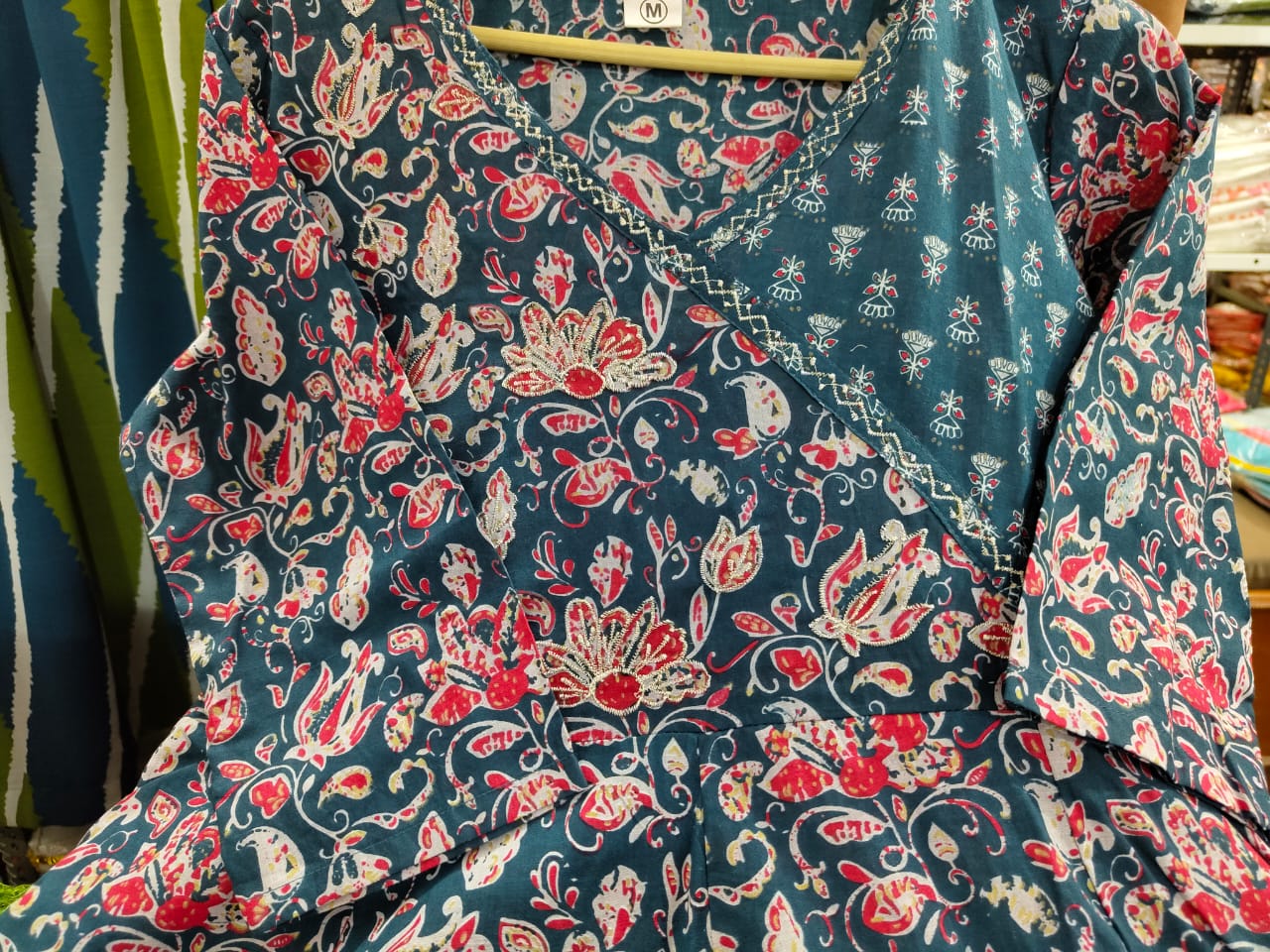 Angrakha Suit with Sanganeri Block Print - Cotton Kurta Set