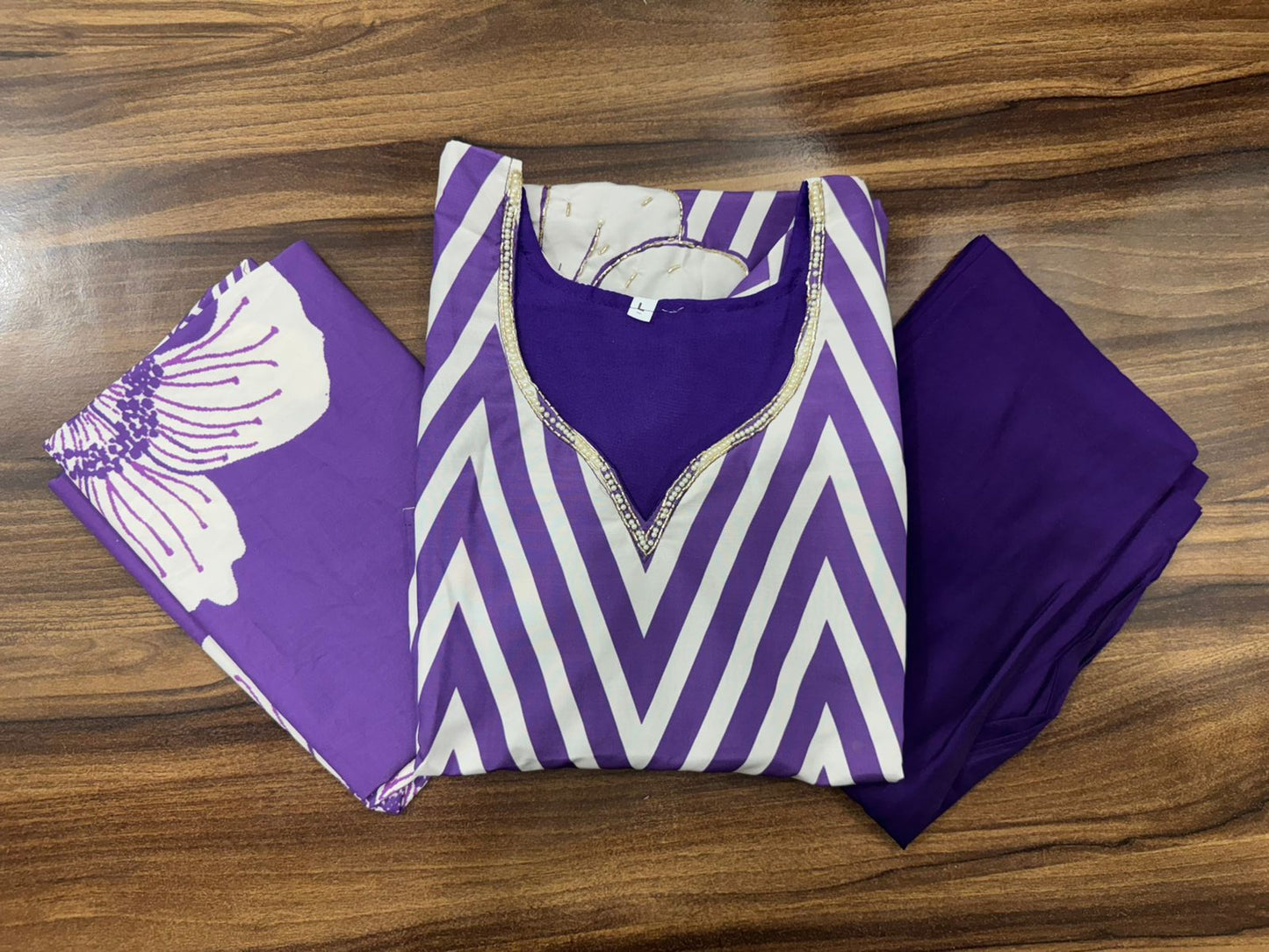 Muslin Silk Suit Set with Dupatta | Embroidered 3-Piece Set with Cotton Lining