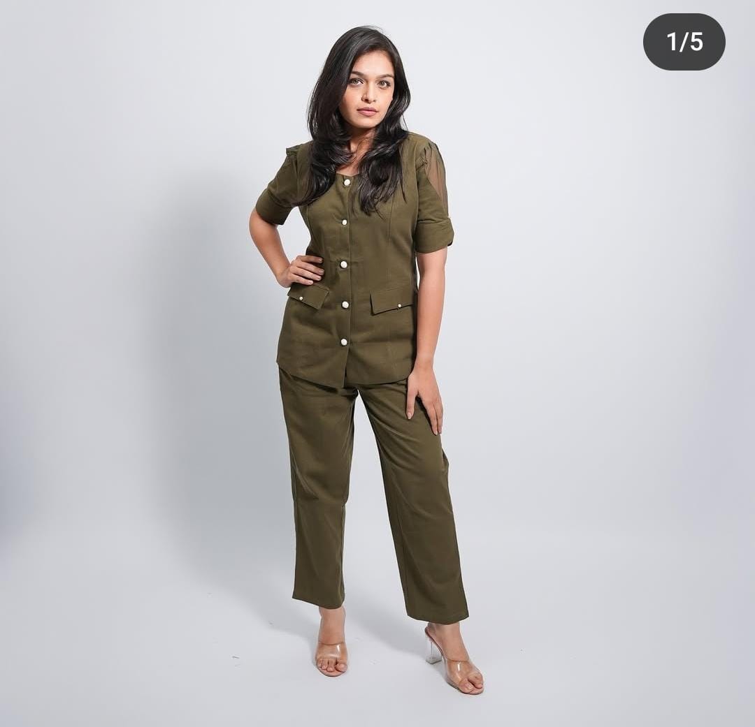 Cotton Flex Co-Ord Set with Designer Shoulder Kurti