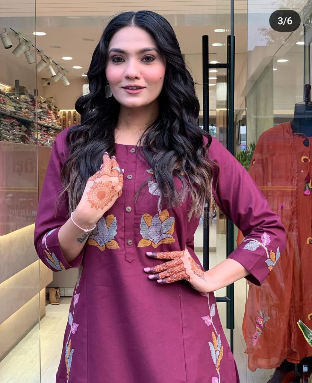 Women's Embroidered Kurta with Matching Pant - 60x60 Cotton Fabric