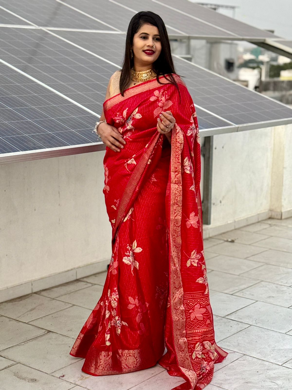 Candy Cotton Silk Saree with Jacquard Border & Running Blouse