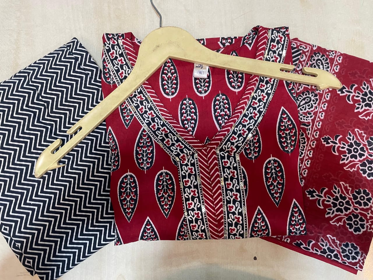 Women's Printed Cotton Kurta Set with Pant & Dupatta – 3-Piece