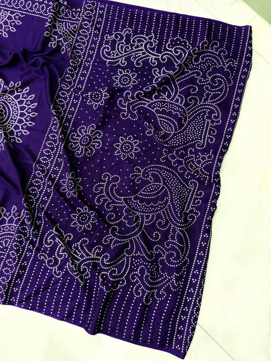 Ajrakh Gajji Crepe Silk Saree with Blouse – 6.30m