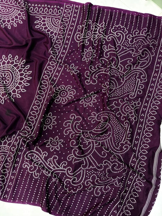 Ajrakh Gajji Crepe Silk Saree with Blouse – 6.30m