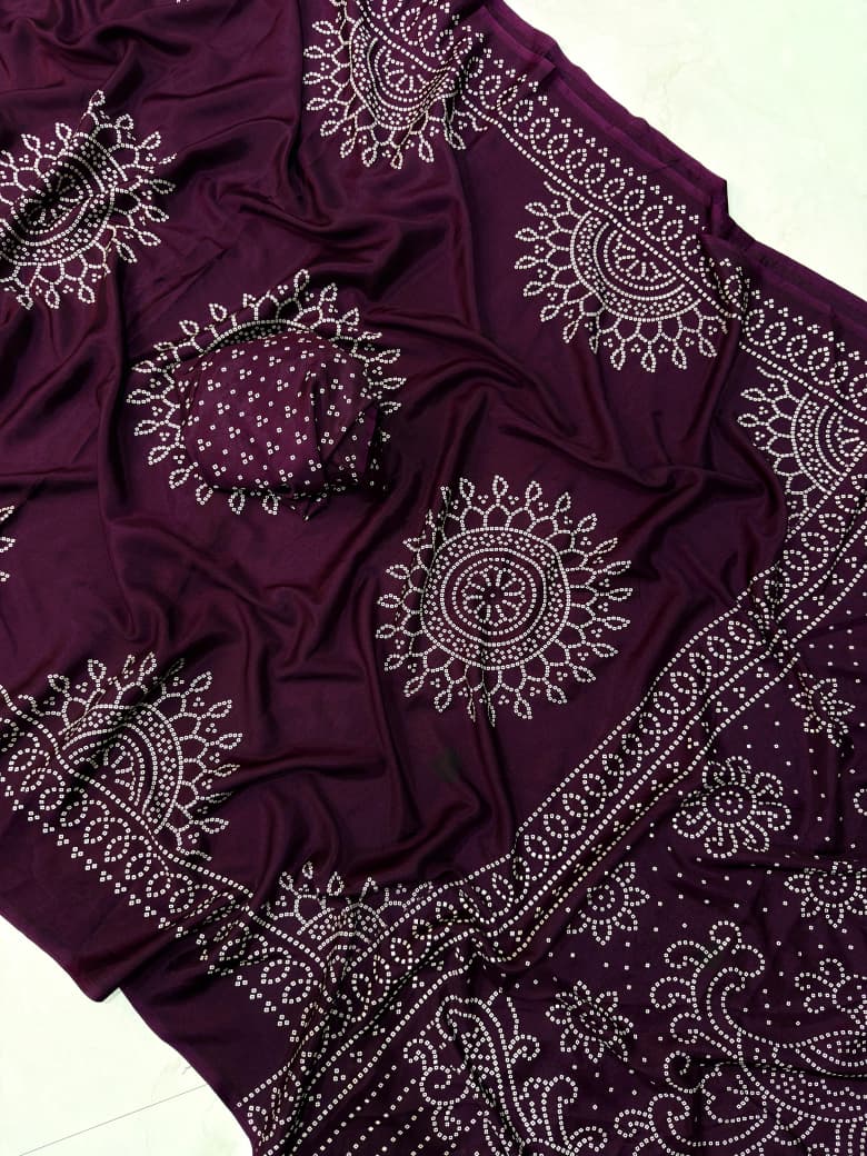 Ajrakh Gajji Crepe Silk Saree with Blouse – 6.30m