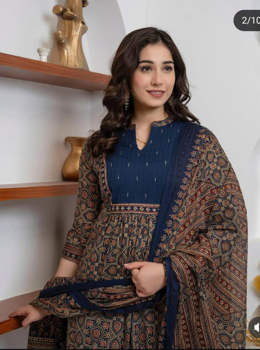 Azrak Cotton Suit with Pintex Work