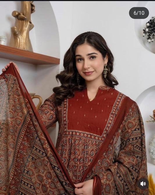 Azrak Cotton Suit with Pintex Work