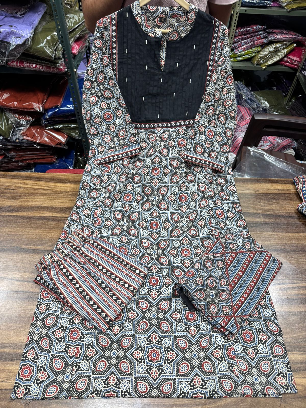 Azrak Cotton Suit with Pintex Work