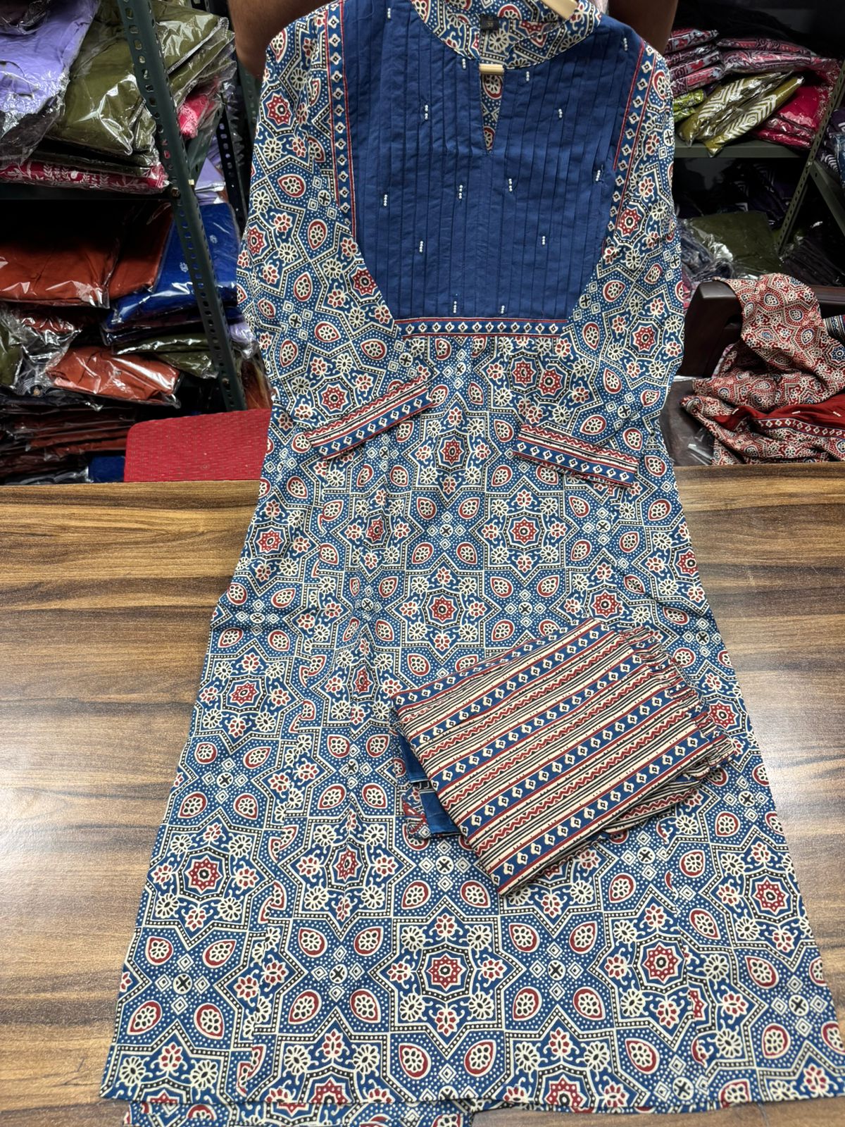 Azrak Cotton Suit with Pintex Work