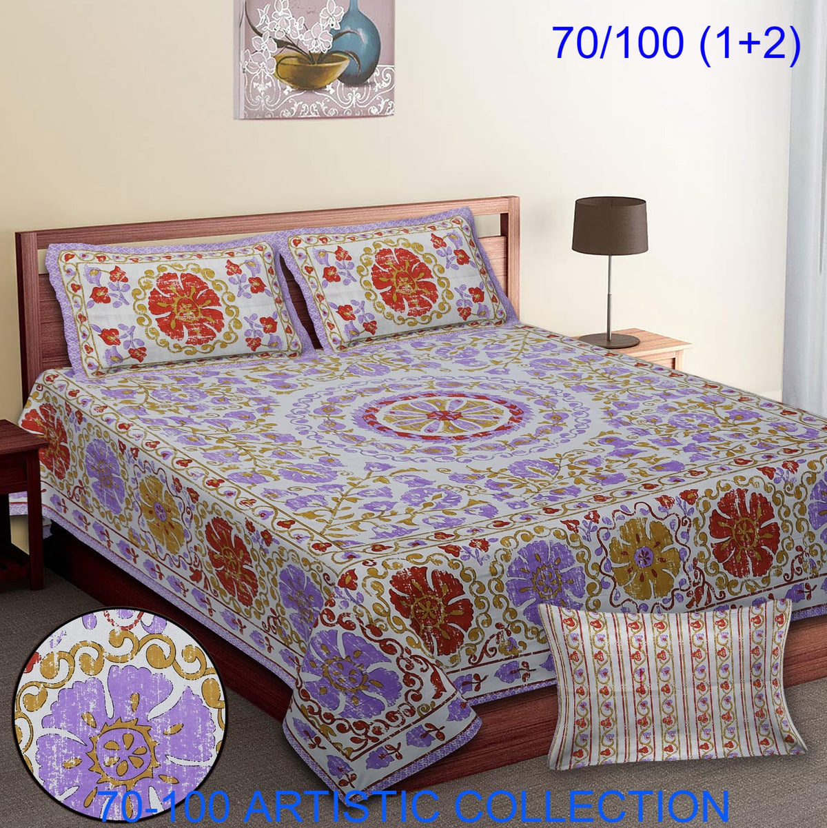 Bade Deewan Vali Cotton Autoloom Bedsheet with 2 Pillow Cover