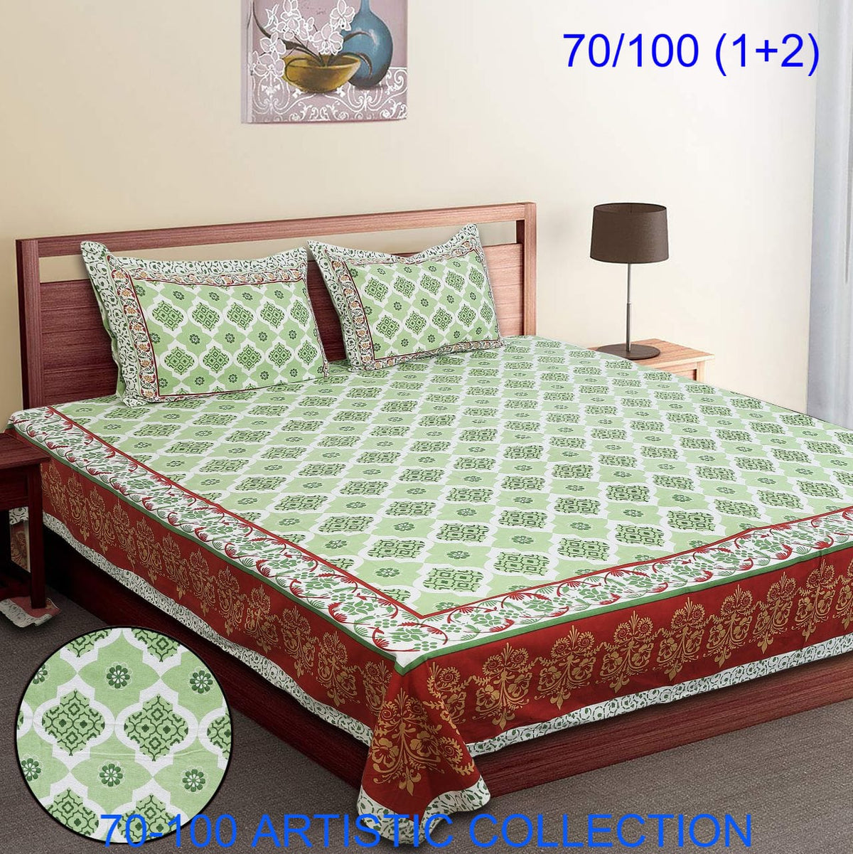 Bade Deewan Vali Cotton Autoloom Bedsheet with 2 Pillow Cover