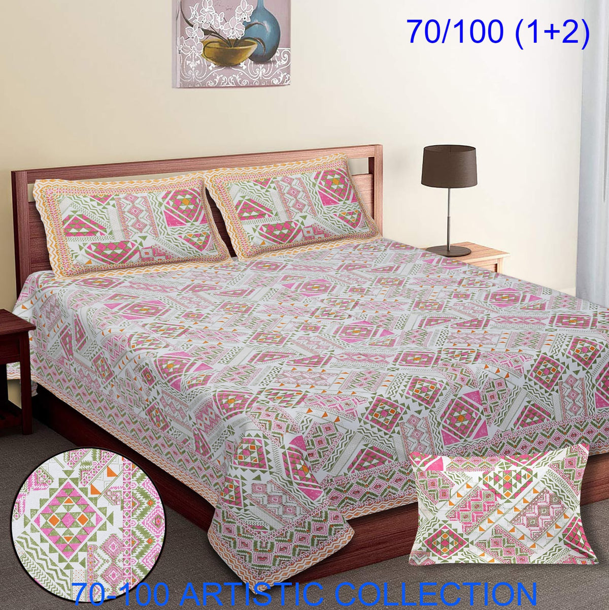 Bade Deewan Vali Cotton Autoloom Bedsheet with 2 Pillow Cover
