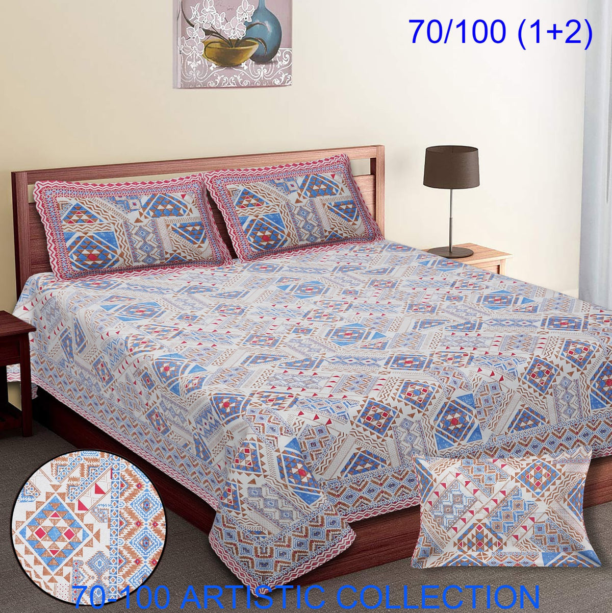 Bade Deewan Vali Cotton Autoloom Bedsheet with 2 Pillow Cover
