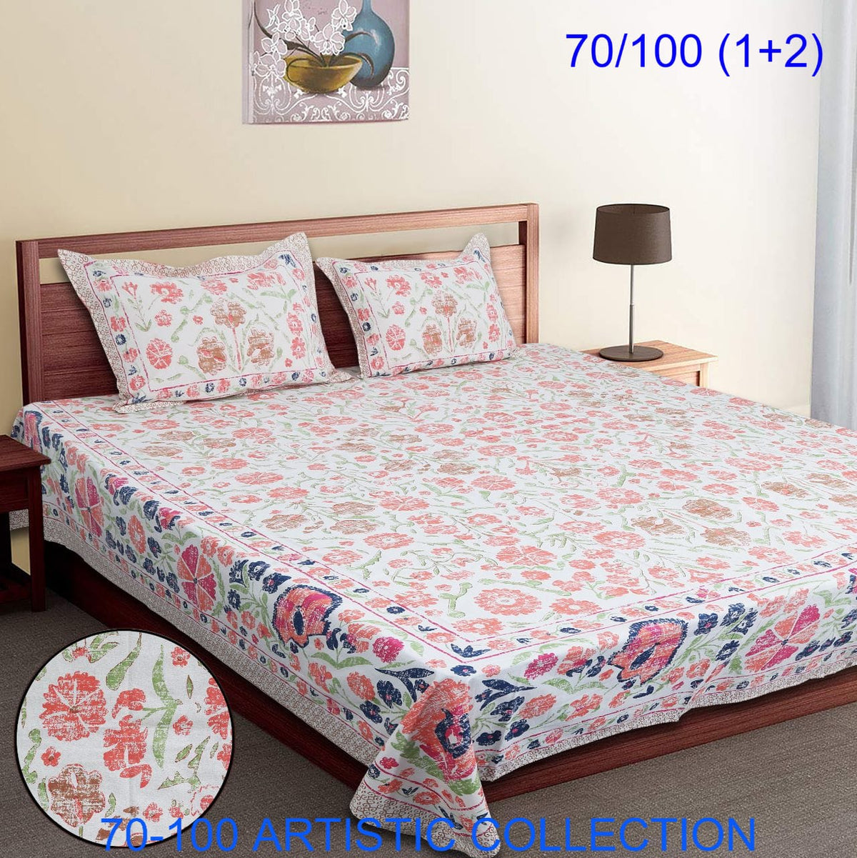 Bade Deewan Vali Cotton Autoloom Bedsheet with 2 Pillow Cover