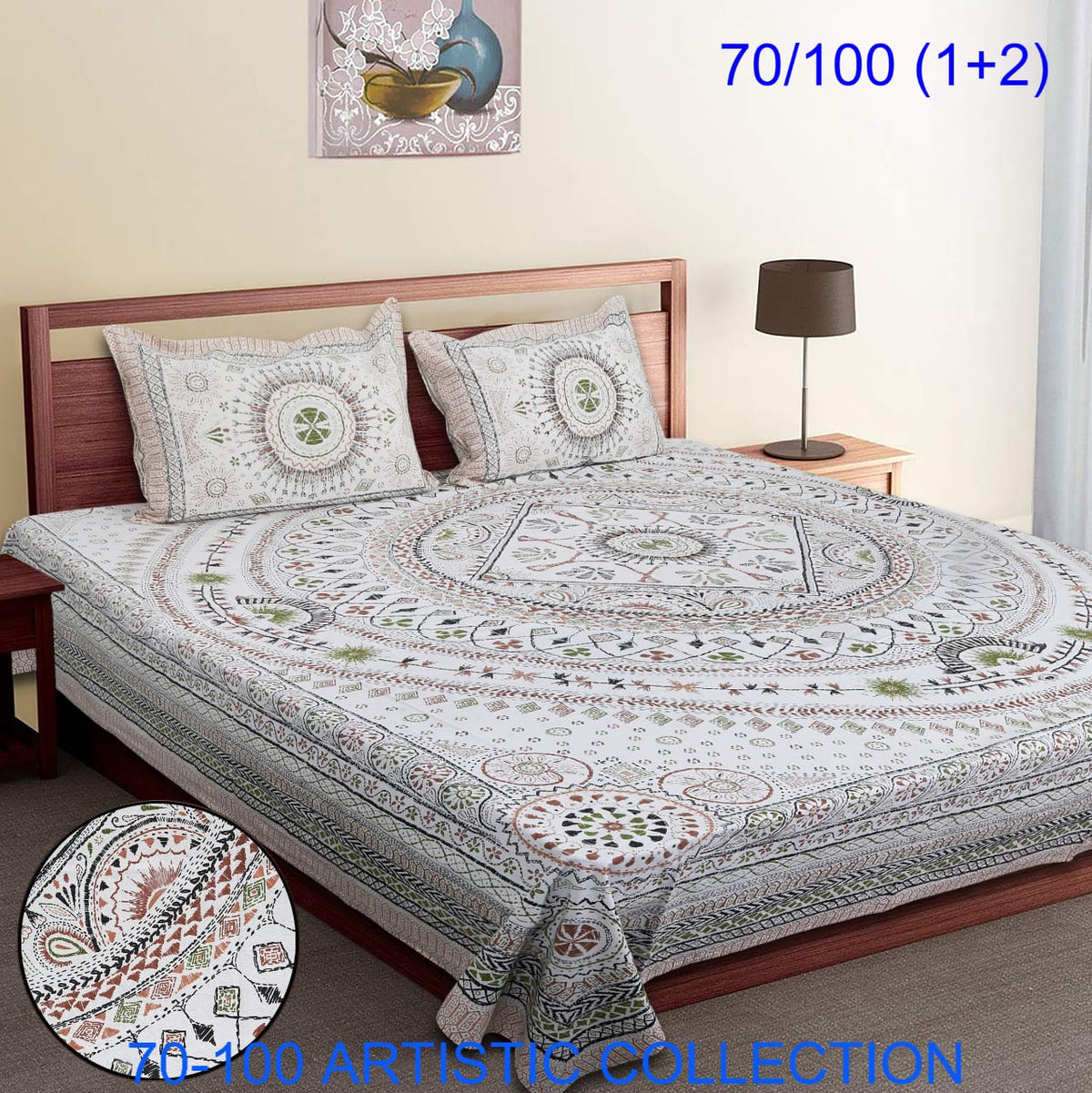 Bade Deewan Vali Cotton Autoloom Bedsheet with 2 Pillow Cover