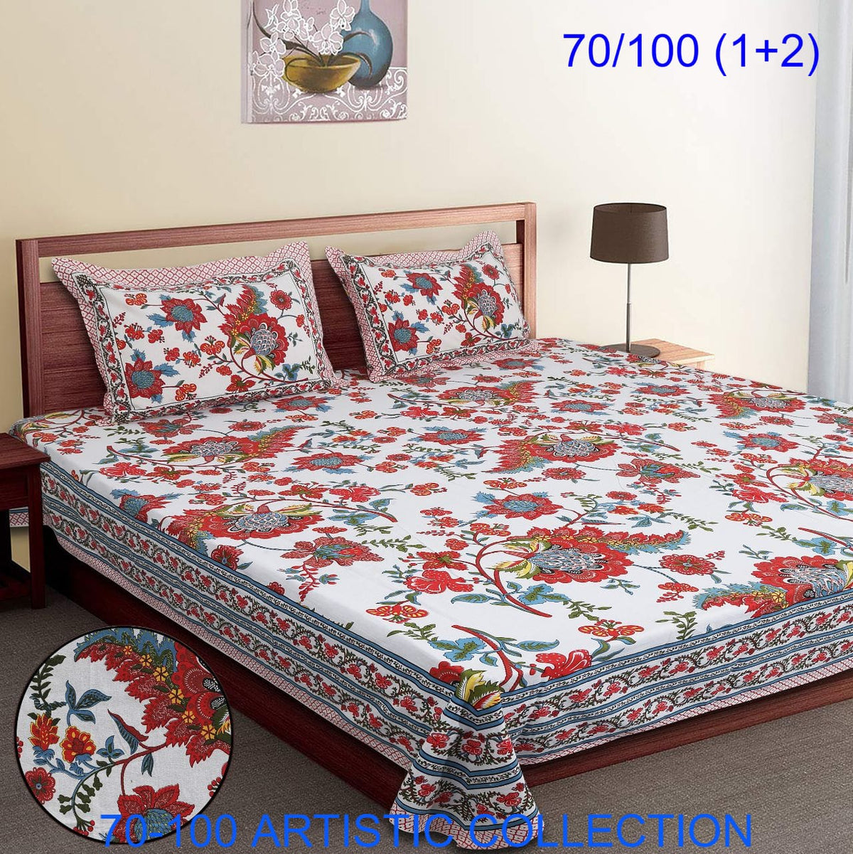Bade Deewan Vali Cotton Autoloom Bedsheet with 2 Pillow Cover