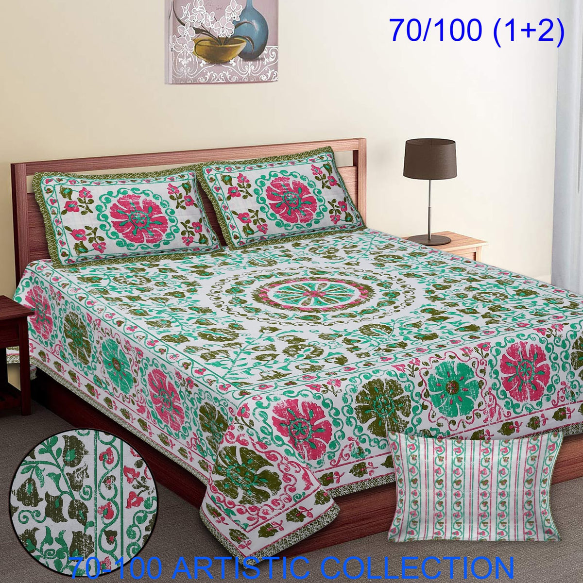 Bade Deewan Vali Cotton Autoloom Bedsheet with 2 Pillow Cover