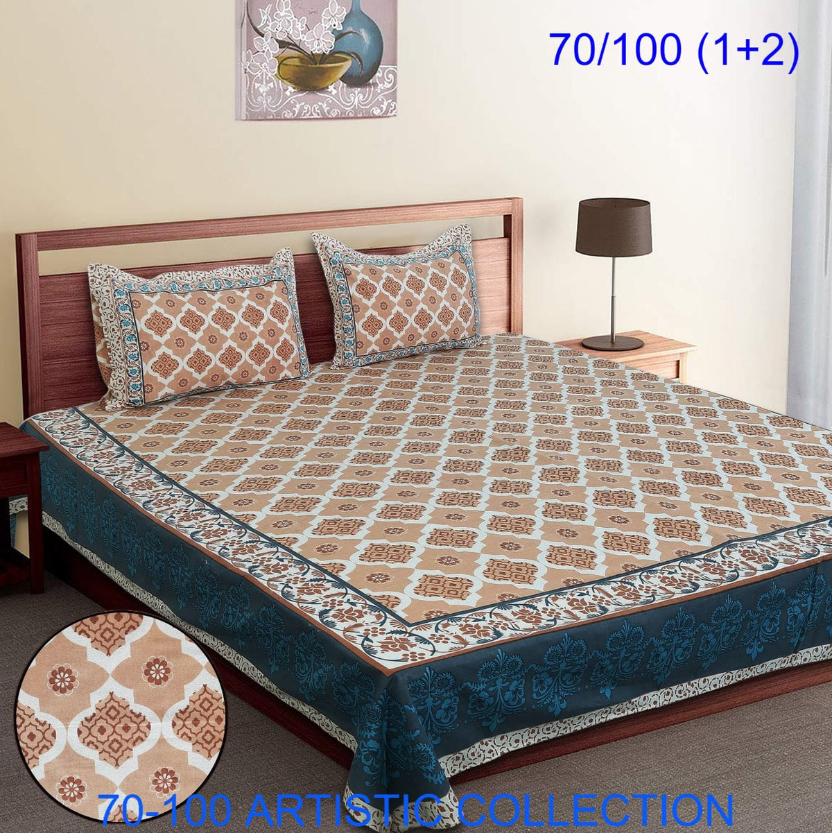 Bade Deewan Vali Cotton Autoloom Bedsheet with 2 Pillow Cover