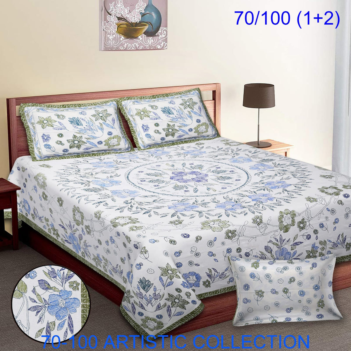 Bade Deewan Vali Cotton Autoloom Bedsheet with 2 Pillow Cover