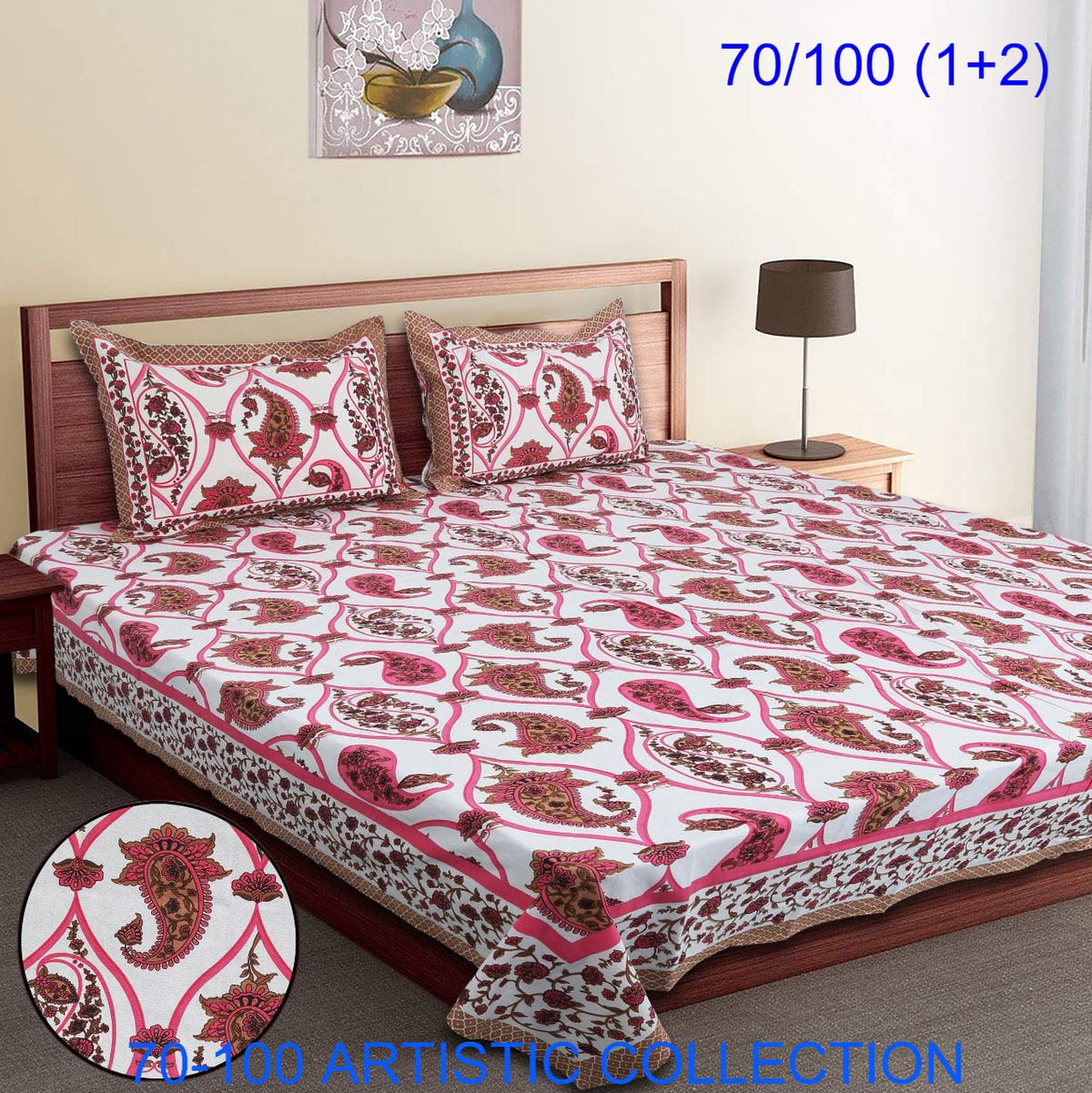 Bade Deewan Vali Cotton Autoloom Bedsheet with 2 Pillow Cover