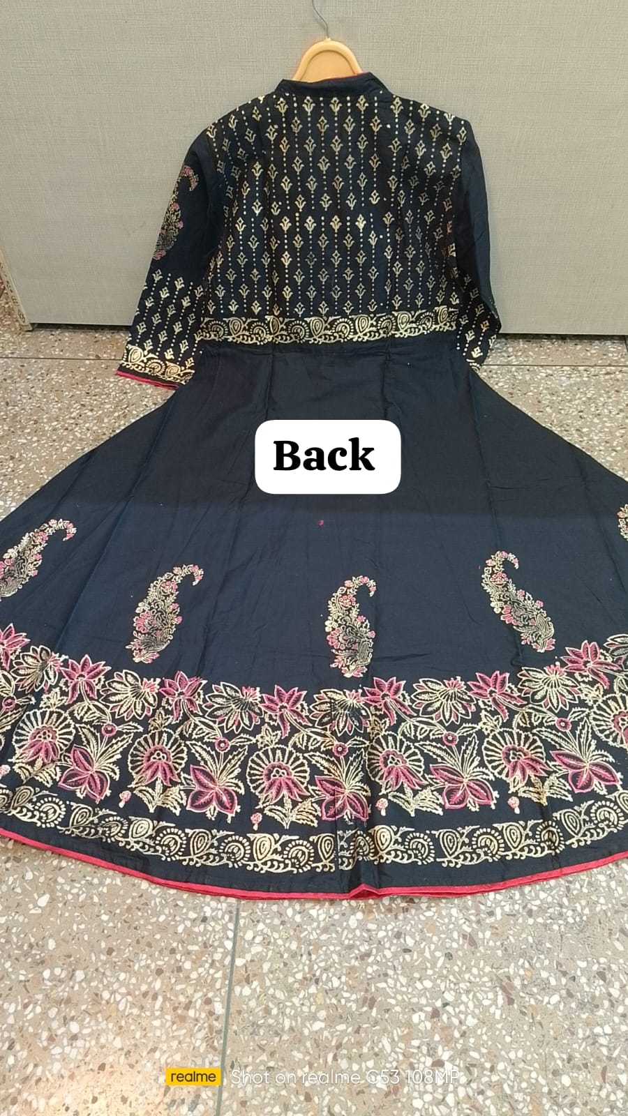 Black Cotton Printed Anarkali Kurta – 48" Length