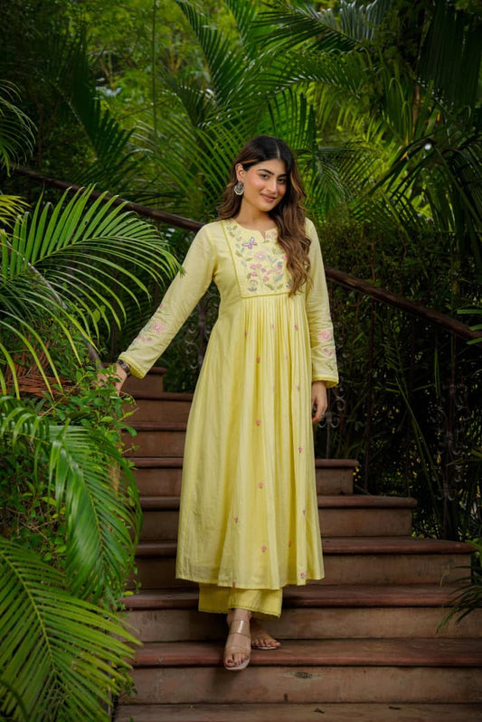 Chanderi Silk Embroidered 3-Piece Suit Set with Chanderi Dupatta