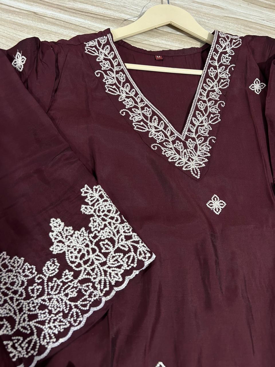 Chanderi Silk Embroidered Set with Cutwork & Organza Dupatta