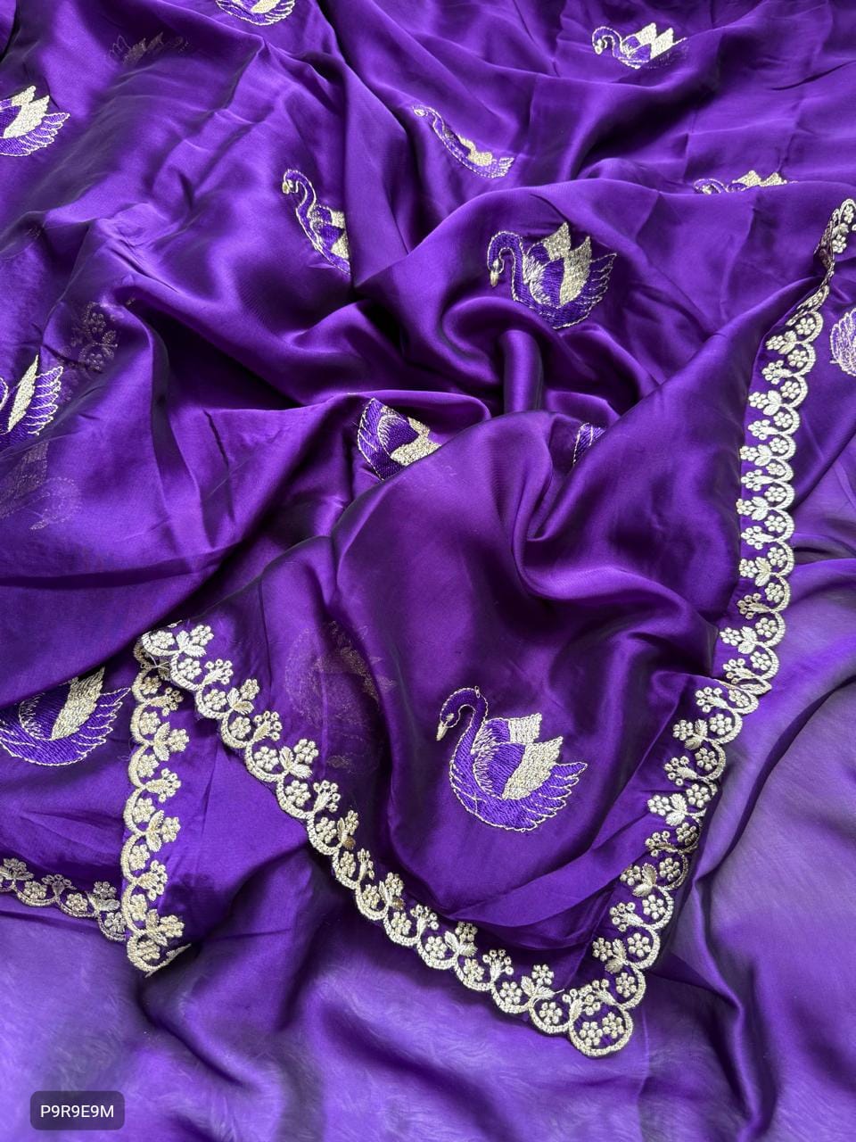 Chanderi Silk Saree with Embroidery & Running Blouse