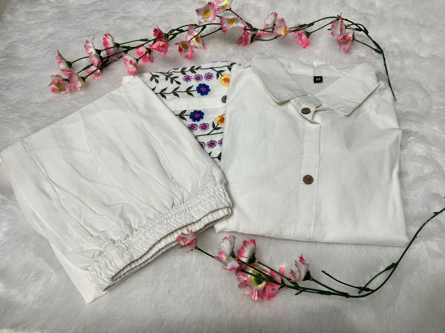 Cotton 60/60 Co-Ord Set with Embroidered Top & Pant