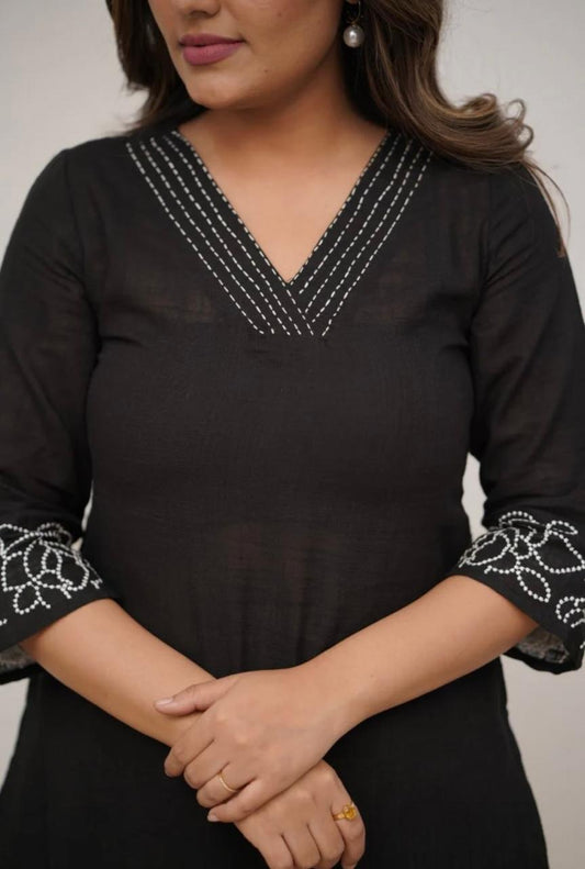 Cotton 60×60 Embroidered Kurti with Pant Set