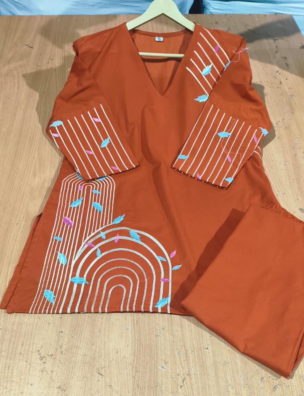 Cotton 60x60 Embroidered Co-Ord Set for Women