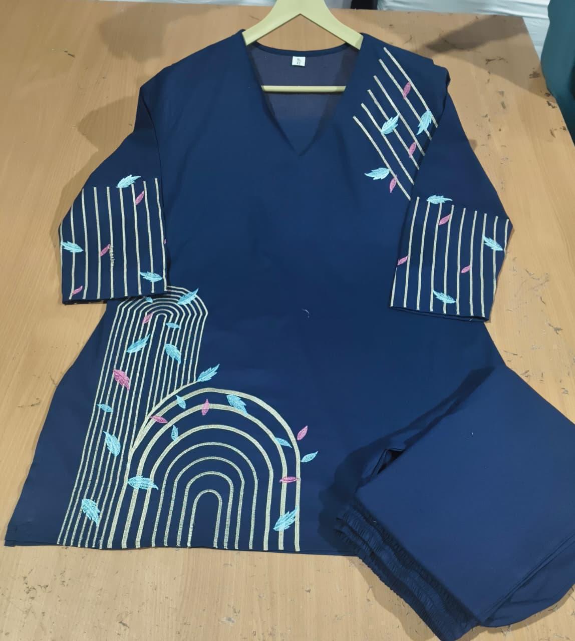 Cotton 60x60 Embroidered Co-Ord Set for Women