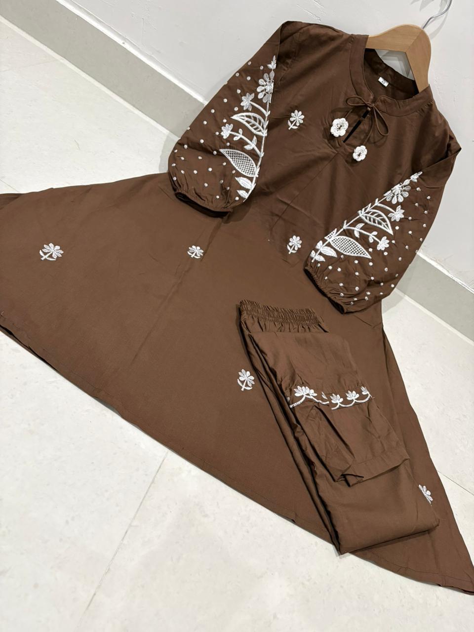 Cotton 60x60 Embroidered Co-Ord Set – Two-Piece Outfit