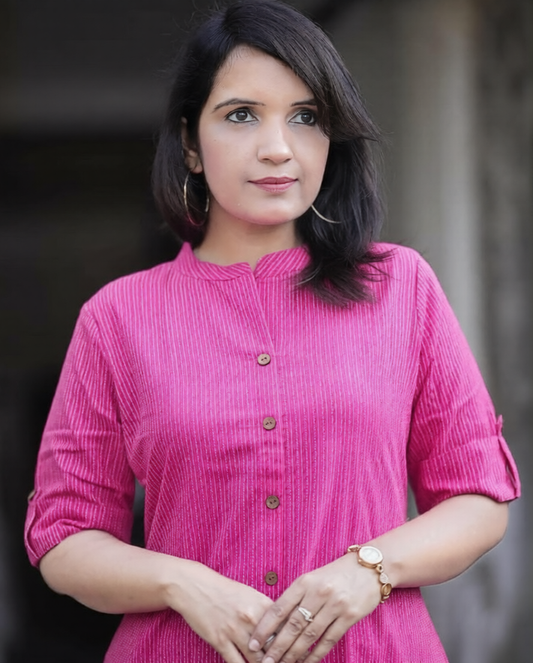 Cotton A-Line Kurti Co-Ord Set with Ankle Length Palazzo & Kantha Work