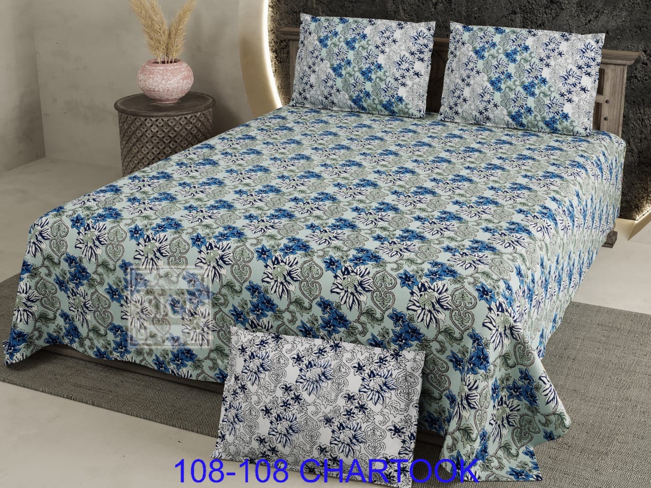 Cotton Autoloom Bedsheet Set 108x108 with 2 Flap Pillow Covers
