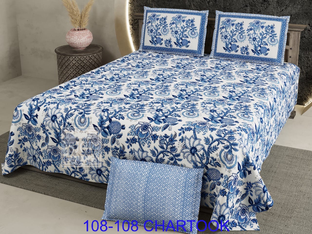 Cotton Autoloom Bedsheet Set 108x108 with 2 Flap Pillow Covers