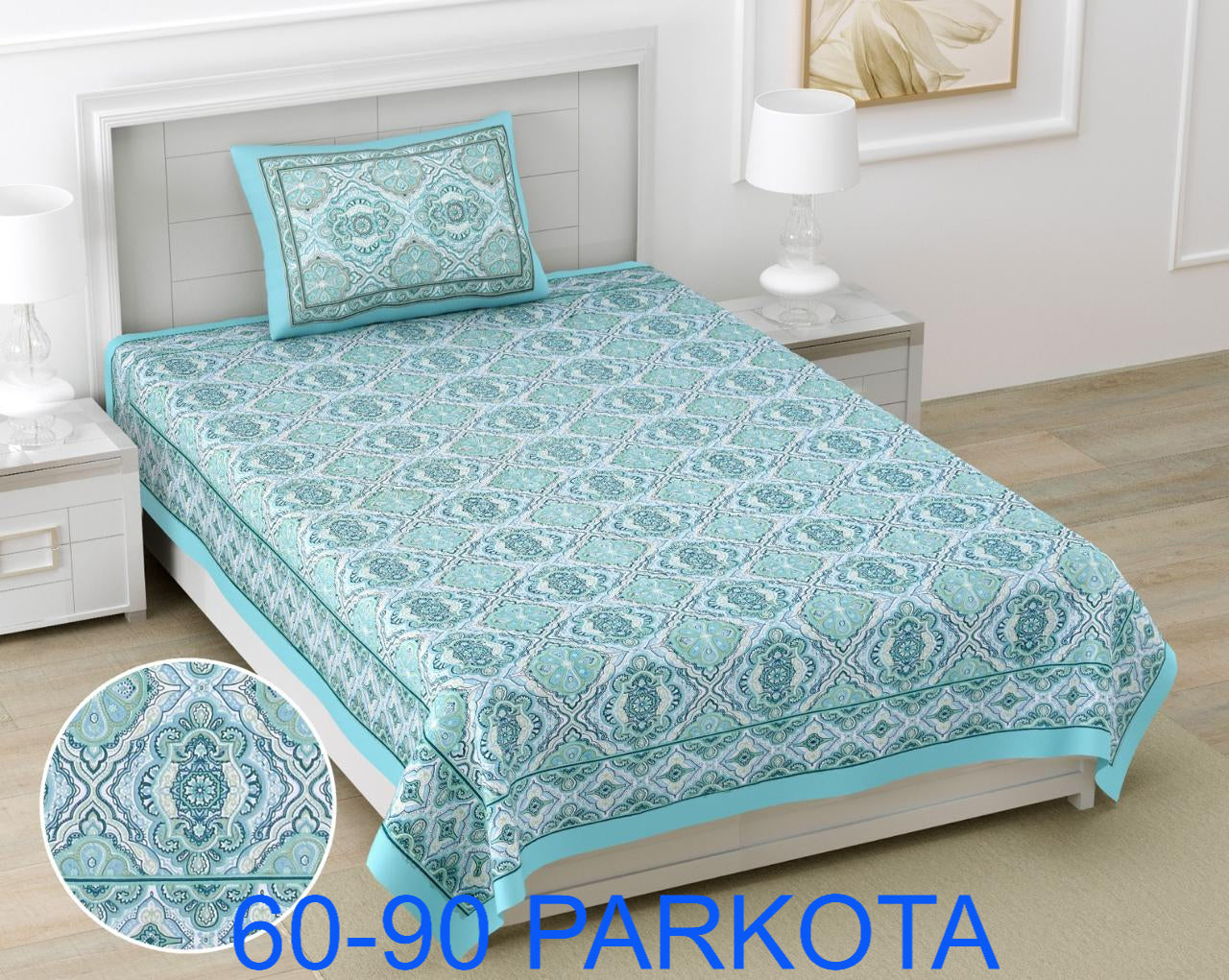 Cotton Autoloom Single Bedsheet with Pillow Cover (60x90)