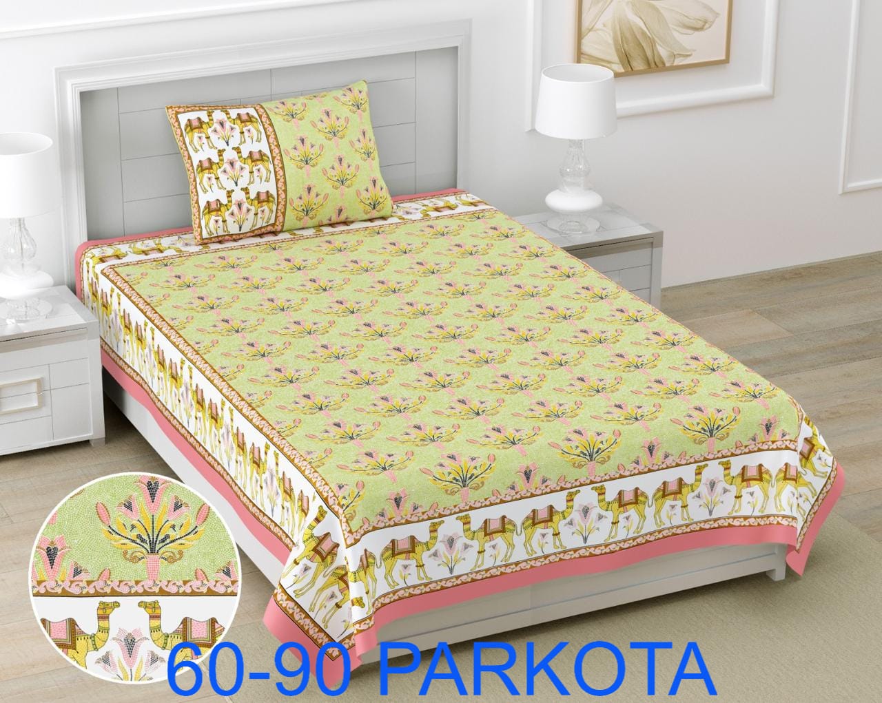Cotton Autoloom Single Bedsheet with Pillow Cover (60x90)