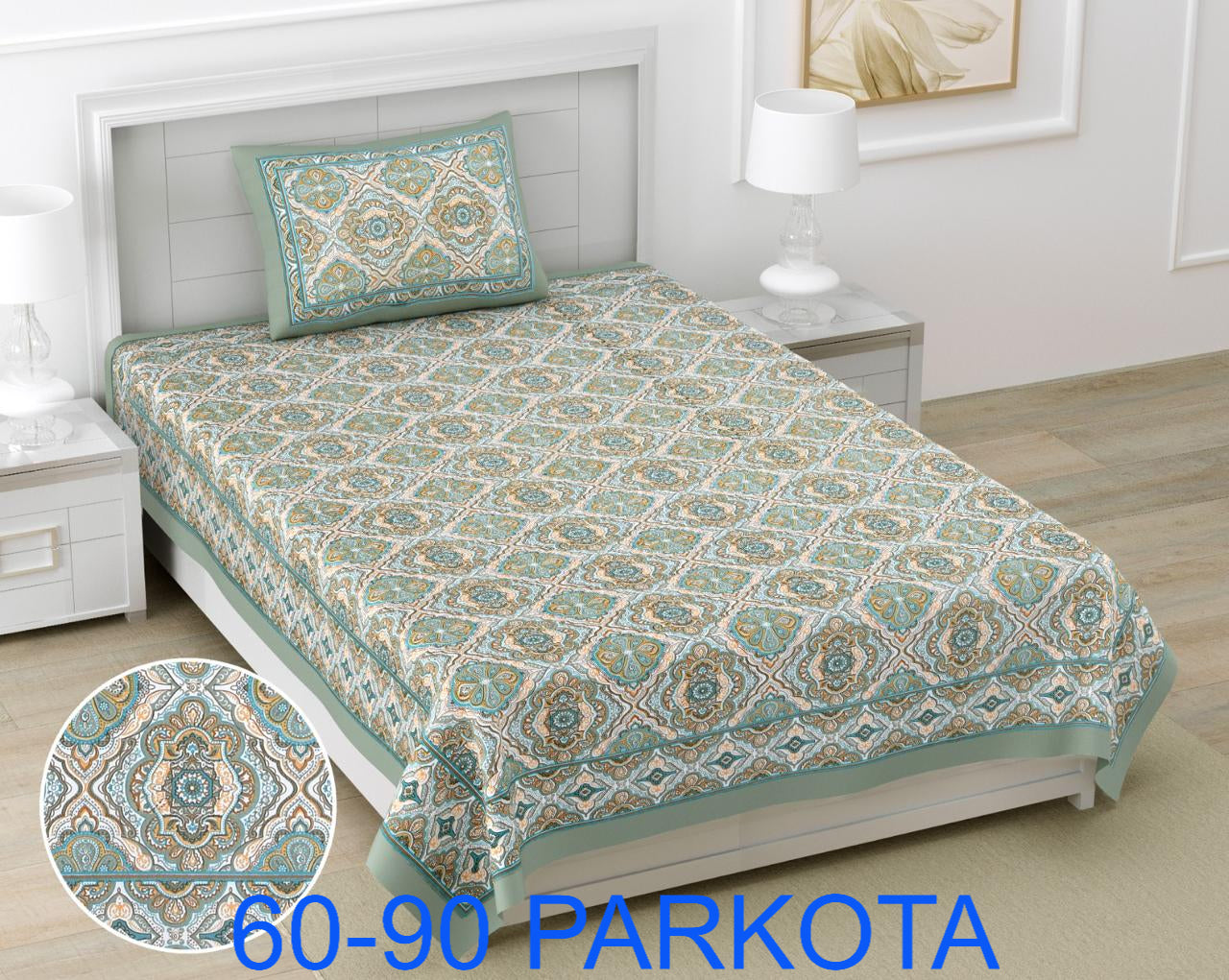 Cotton Autoloom Single Bedsheet with Pillow Cover (60x90)