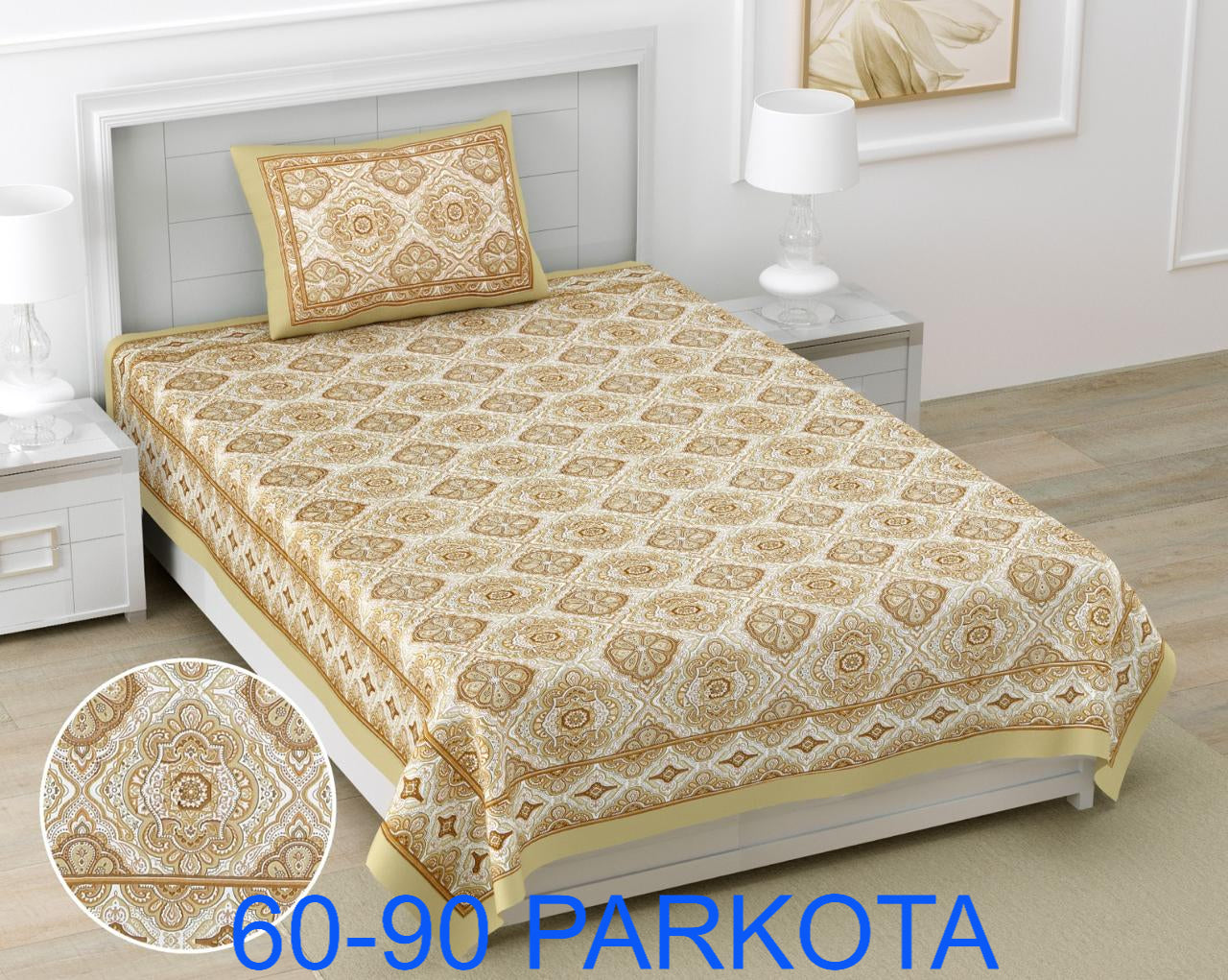 Cotton Autoloom Single Bedsheet with Pillow Cover (60x90)