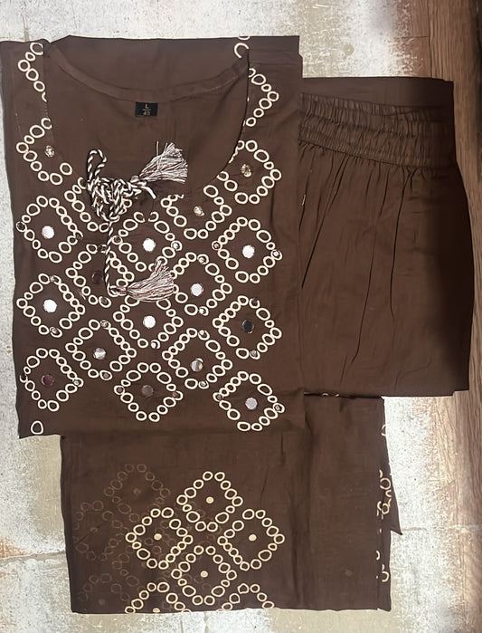 Cotton Bandhej Print Straight Kurta Set with Leheriya Pant & Malmal Dupatta