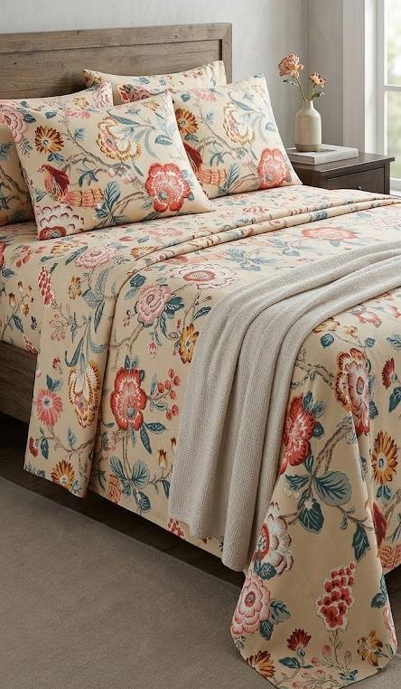Cotton Bedsheet 100x108 Inches with 2 Pillow Covers