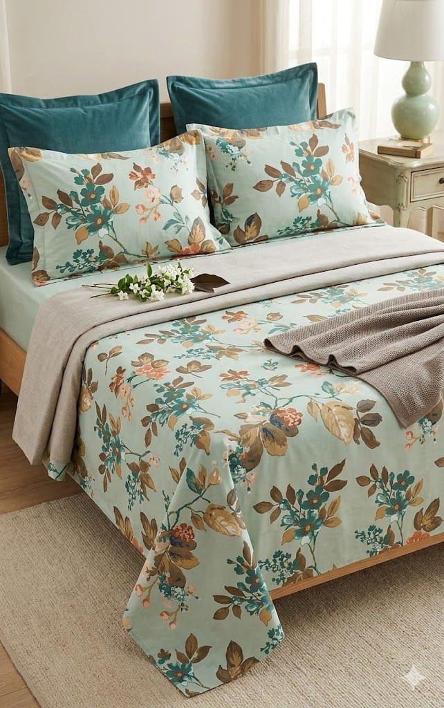Cotton Bedsheet 100x108 Inches with 2 Pillow Covers