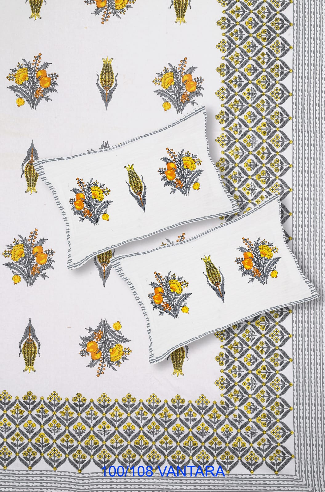 Cotton Bedsheet 100x108 with 2 Pillow Covers 18x27 | Stitched Sides