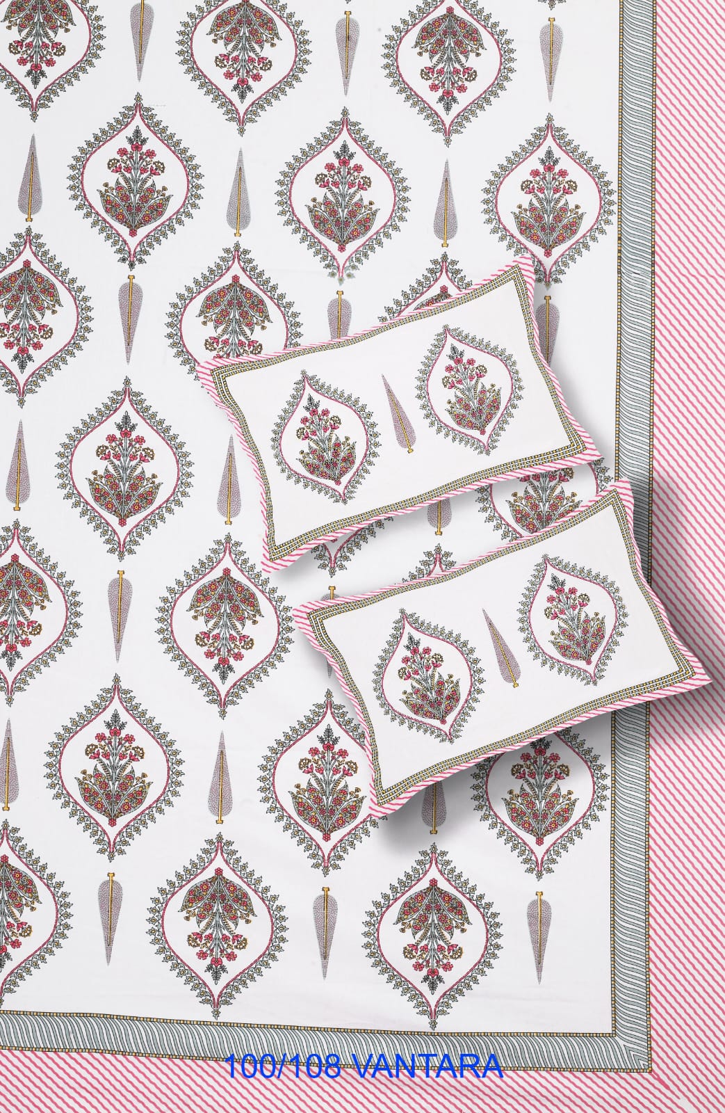 Cotton Bedsheet 100x108 with 2 Pillow Covers 18x27 | Stitched Sides