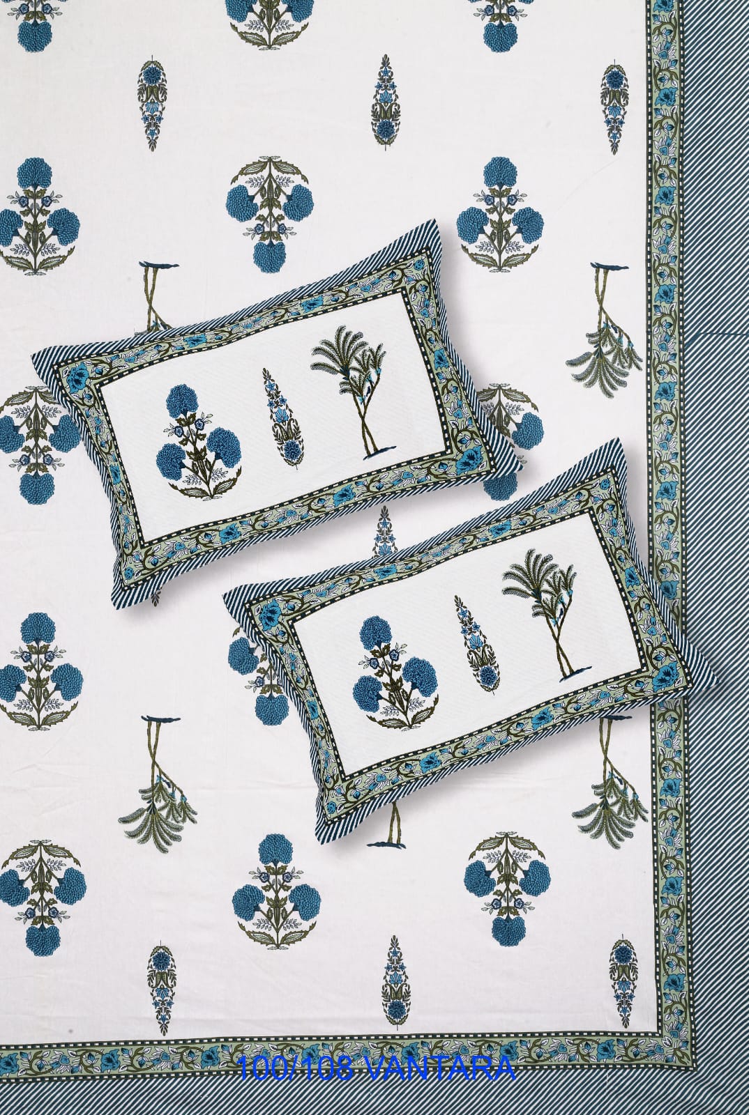 Cotton Bedsheet 100x108 with 2 Pillow Covers 18x27 | Stitched Sides